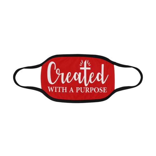 Created with a purpose- white on red Mouth Mask