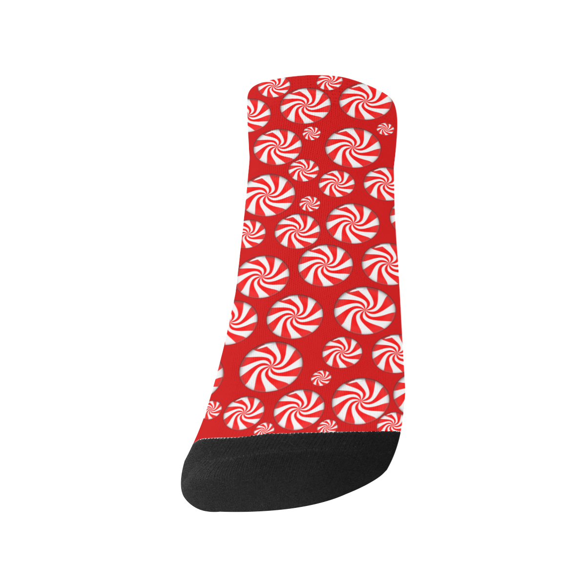 Christmas Peppermint Candy on Red Women's Ankle Socks