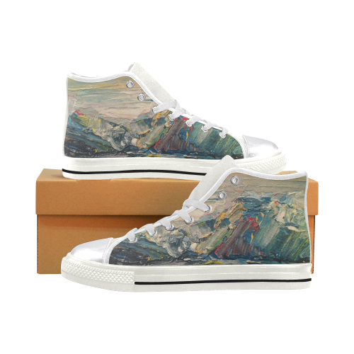 Mountains painting Women's Classic High Top Canvas Shoes (Model 017)