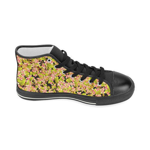 Flower Pattern Women's Classic High Top Canvas Shoes (Model 017)