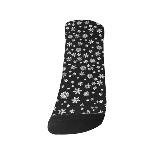 Christmas White Snowflakes on Black Women's Ankle Socks