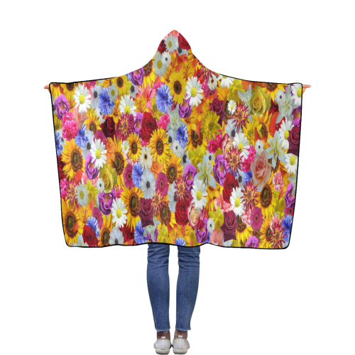 Bright Spring Fantasy Garden Flannel Hooded Blanket 40''x50''