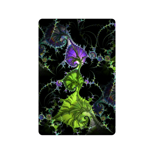 Filigree Spiral Fractal - Psychedelic Black Green Doormat 24"x16"
