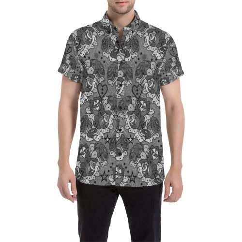 Rose Popart by Nico Bielow Men's All Over Print Short Sleeve Shirt (Model T53)