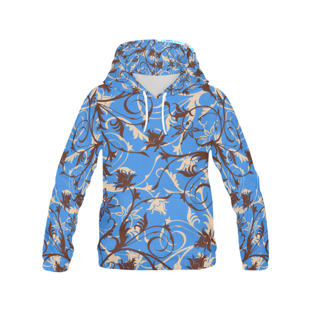 plants and flowers blue All Over Print Hoodie for Women (USA Size) (Model H13)