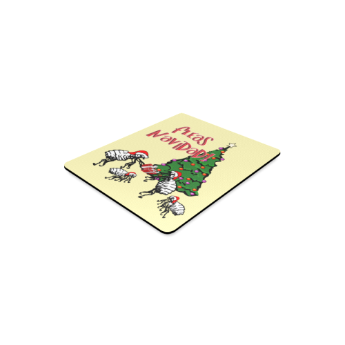 Christmas Fleas Feliz Navidad on Yellow Rectangle Mousepad