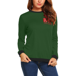 Las Vegas Craps Dice Black and Green All Over Print Crewneck Sweatshirt for Women (Model H18)