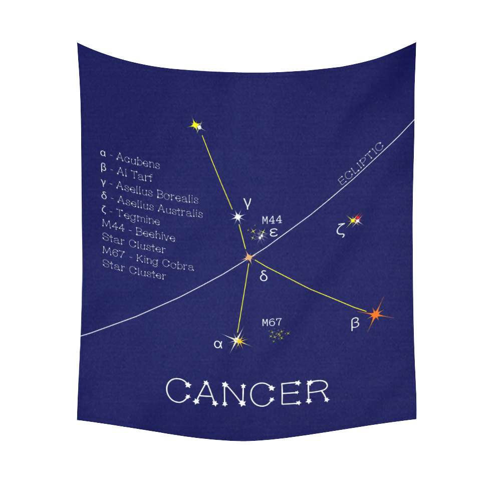 Star Cancer Zodiac sign horoscope funny astrology Cotton Linen Wall Tapestry 51"x 60"