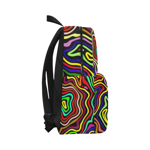 Multicolored Wavy Line Pattern Unisex Classic Backpack (Model 1673)