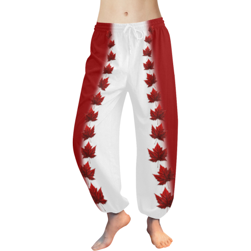 Canada Pants Lady's Red & White Women's All Over Print Harem Pants (Model L18)