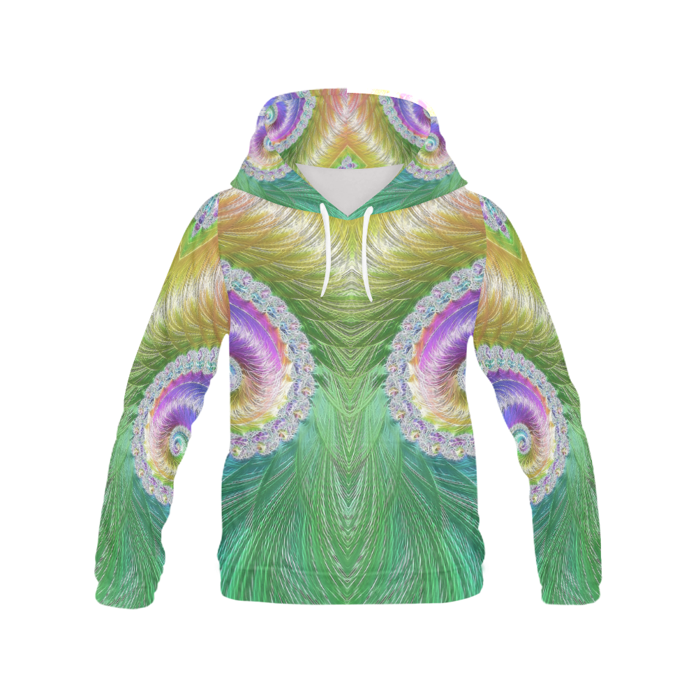 Frax Fractal Rainbow All Over Print Hoodie for Women (USA Size) (Model H13)