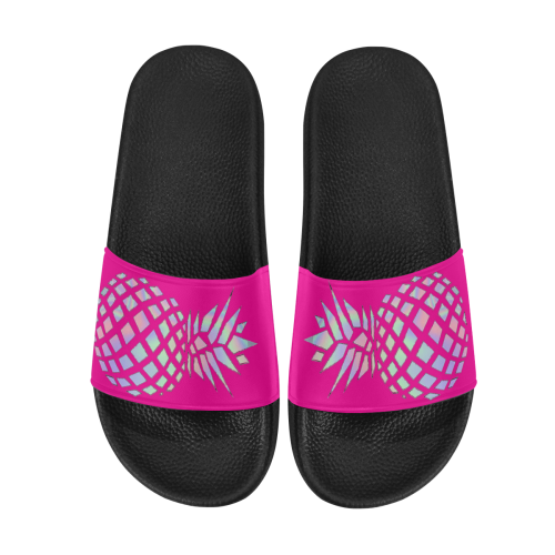 Pink Holorgram Sandals Men's Slide Sandals/Large Size (Model 057)