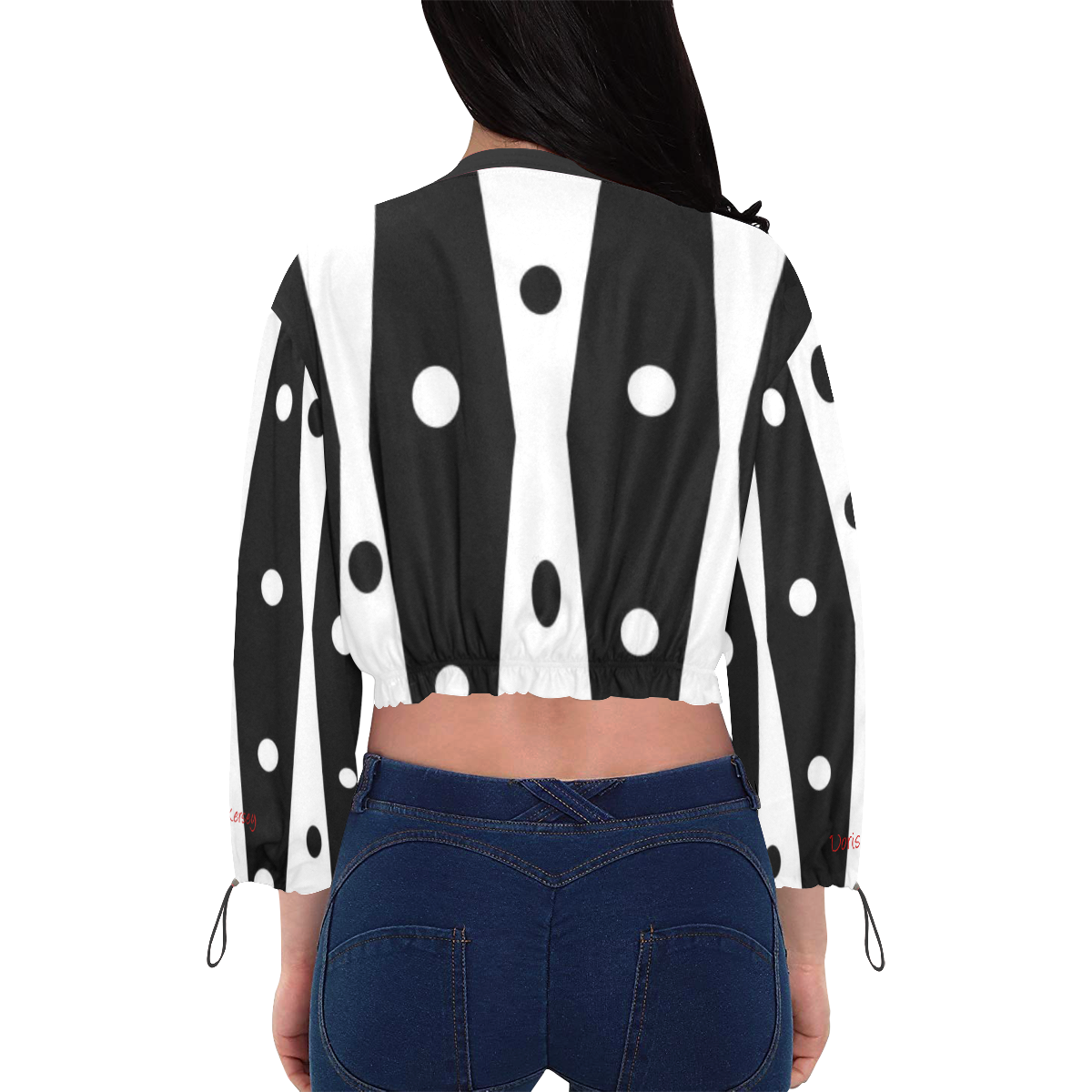 Black and White Polka Dot Diamond Tank Jacker for Women Cropped Chiffon Jacket for Women (Model H30)