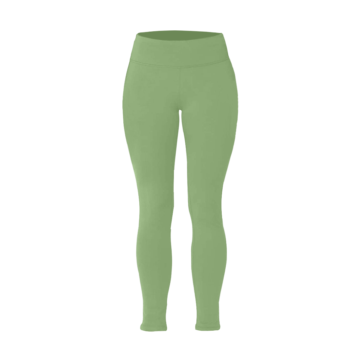 color asparagus Women's Plus Size High Waist Leggings (Model L44)