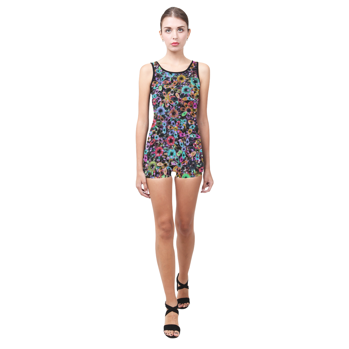 Vivid floral pattern 4181C by FeelGood Classic One Piece Swimwear (Model S03)