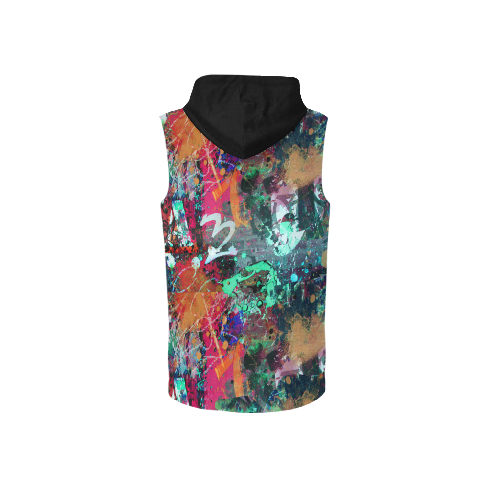 Graffiti Wall and Paint Splatter (Vest Style) All Over Print Sleeveless Zip Up Hoodie for Women (Model H16)