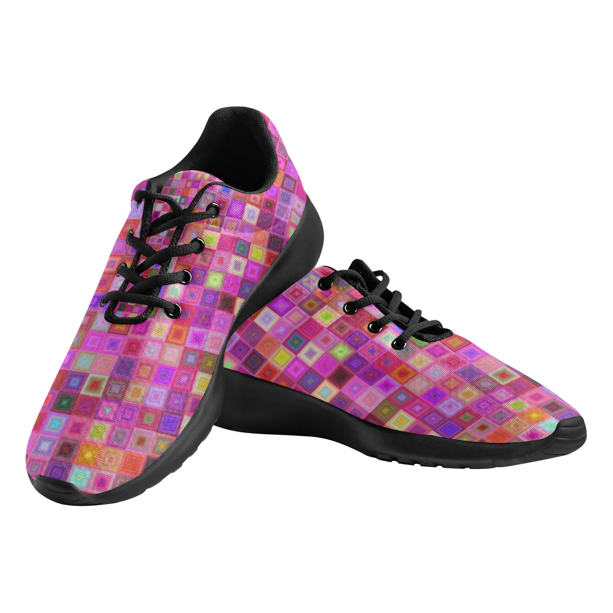 Pink Squares Women's Athletic Shoes (Model 0200)