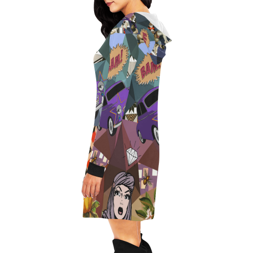 Geometric Collage All Over Print Hoodie Mini Dress (Model H27)