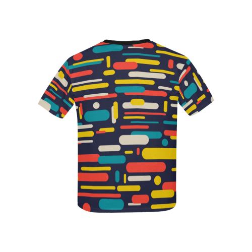 Colorful Rectangles Kids' All Over Print T-Shirt with Solid Color Neck (Model T40)
