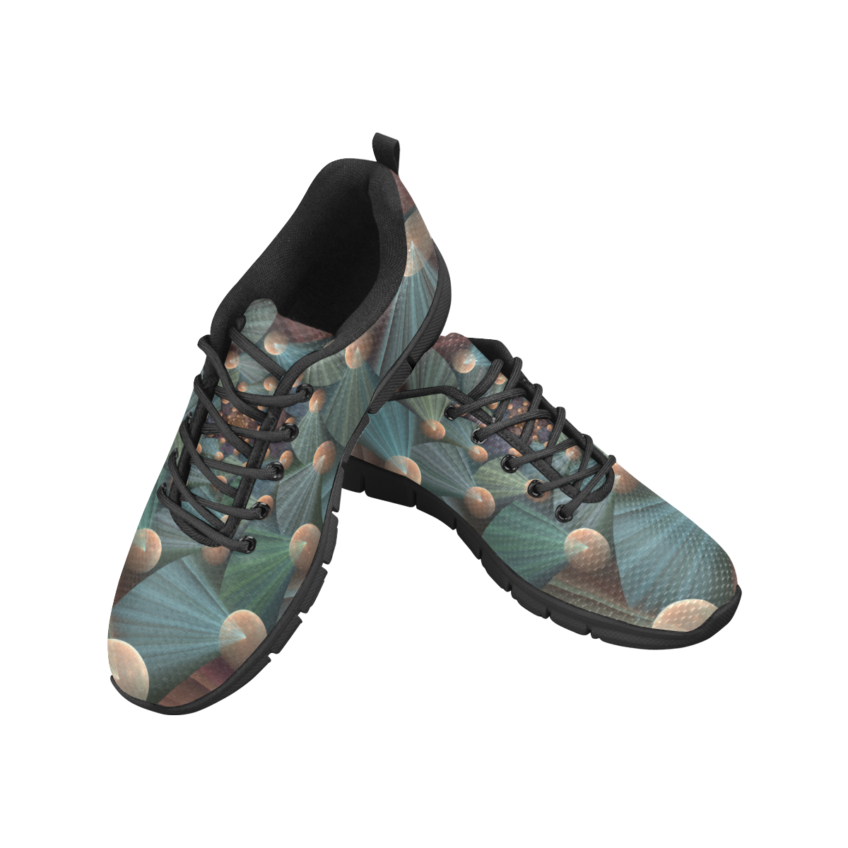Modern Abstract Fractal Art With Depth Brown Slate Turquoise Men's Breathable Running Shoes (Model 055)
