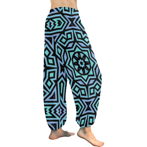 Aqua and Lilac Tribal Pattern Women's All Over Print Harem Pants (Model L18)
