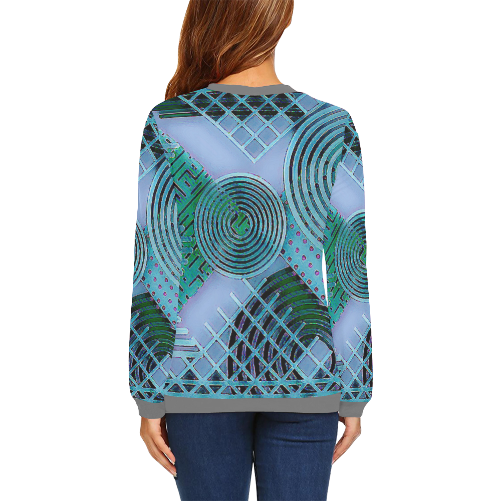 Squares & Circles BB All Over Print Crewneck Sweatshirt for Women (Model H18)
