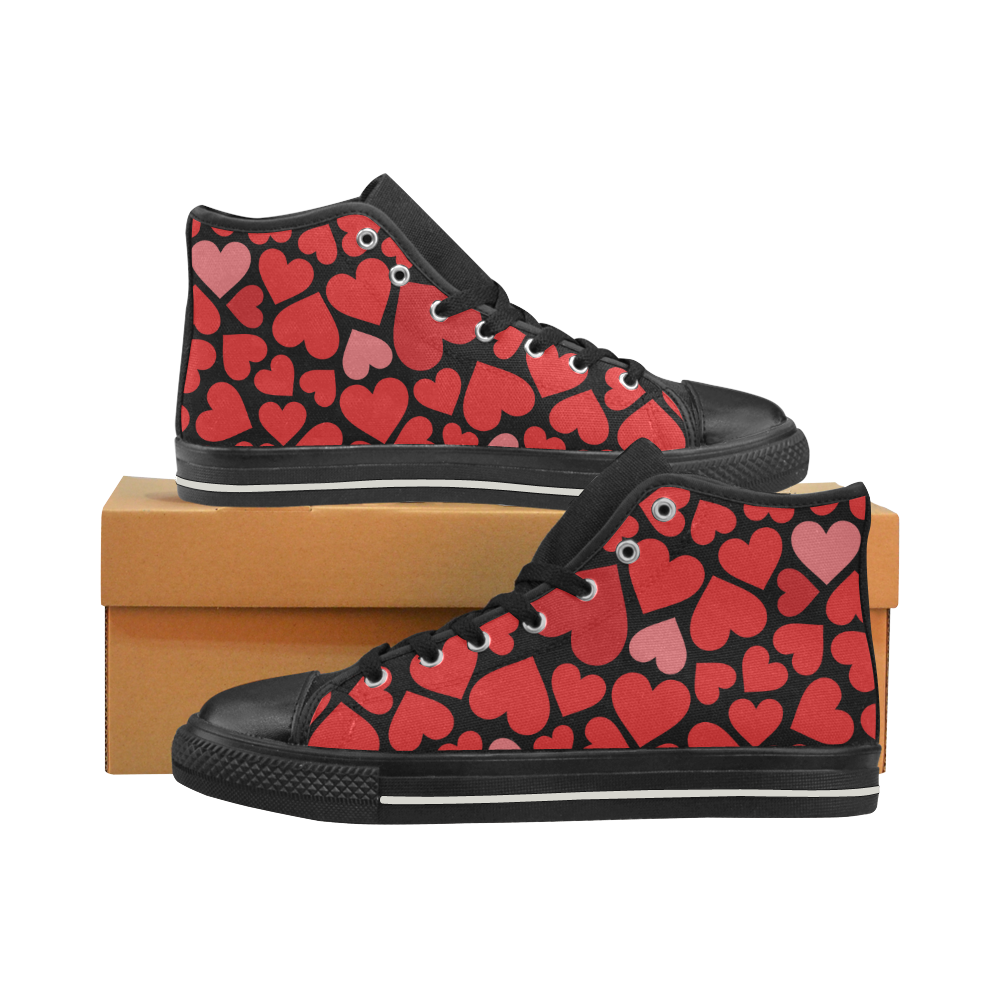 Hearts Pattern High Top Canvas Women's Shoes/Large Size (Model 017)