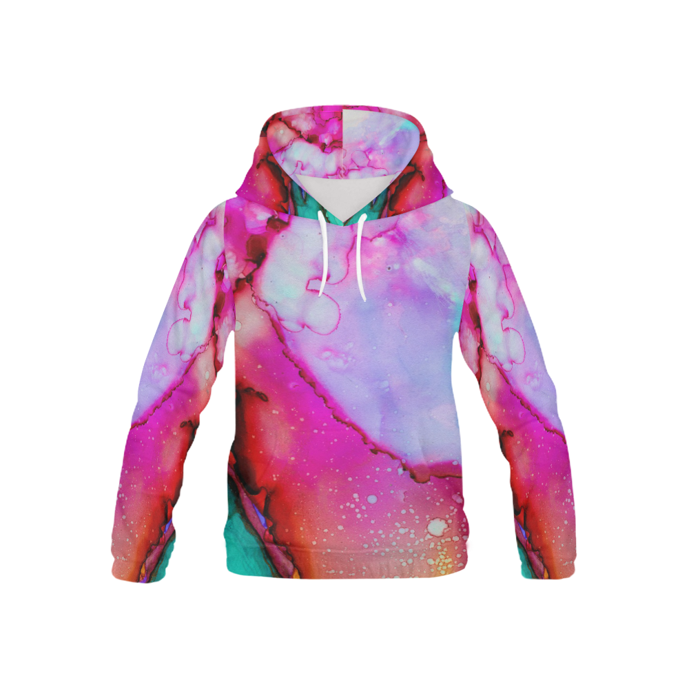 Red purple green ink All Over Print Hoodie for Kid (USA Size) (Model H13)