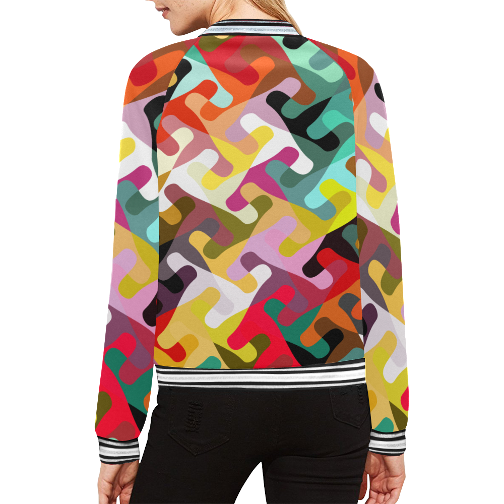 Colorful shapes All Over Print Bomber Jacket for Women (Model H21)