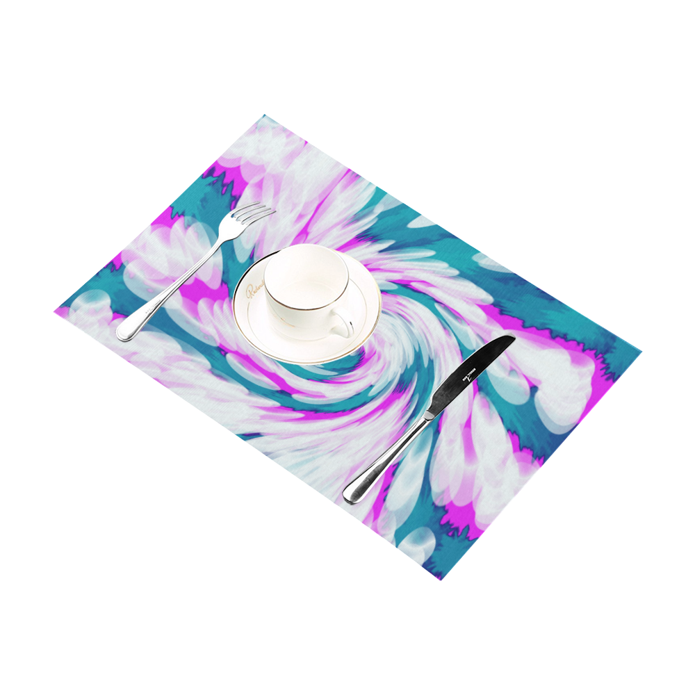 Turquoise Pink Tie Dye Swirl Abstract Placemat 12’’ x 18’’ (Set of 2)