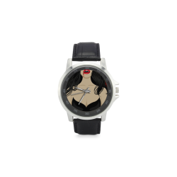 Sexy Vampire Unisex Stainless Steel Leather Strap Watch(Model 202)