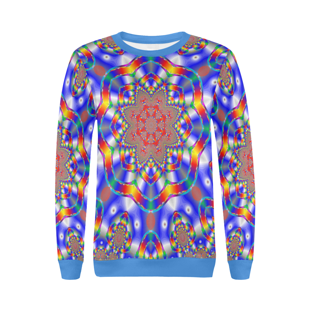 Blue Star All Over Print Crewneck Sweatshirt for Women (Model H18)