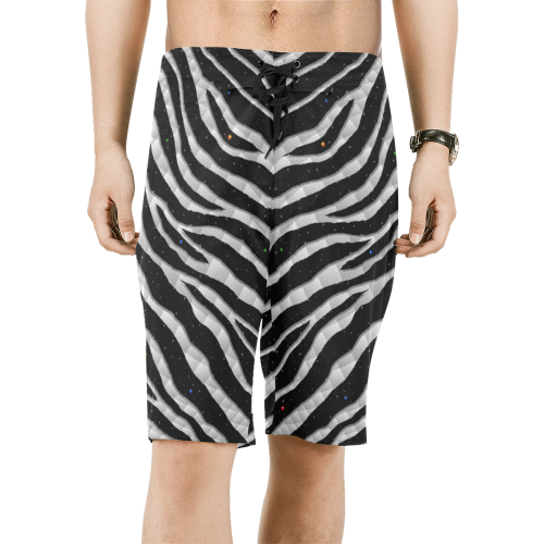 Ripped SpaceTime Stripes - White Men's All Over Print Board Shorts (Model L16)