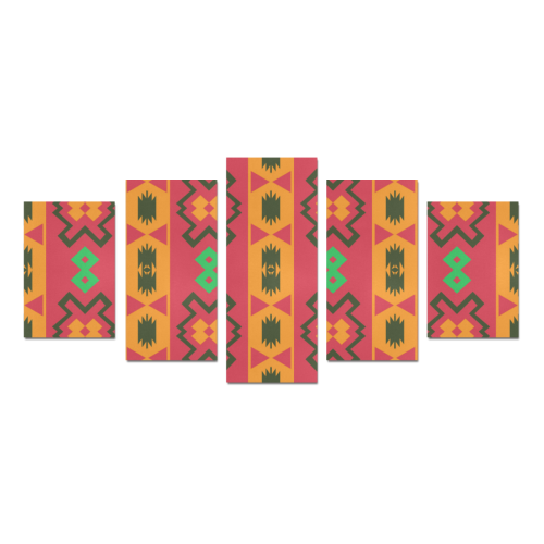 Tribal shapes in retro colors (2) Canvas Print Sets D (No Frame)