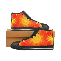 Fiery Crosshatch Men’s Classic High Top Canvas Shoes /Large Size (Model 017)