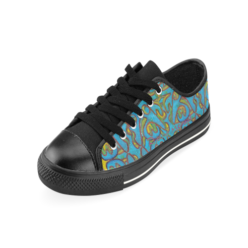 Pop-graffiti-12-tapiz-4 Low Top Canvas Shoes for Kid (Model 018)