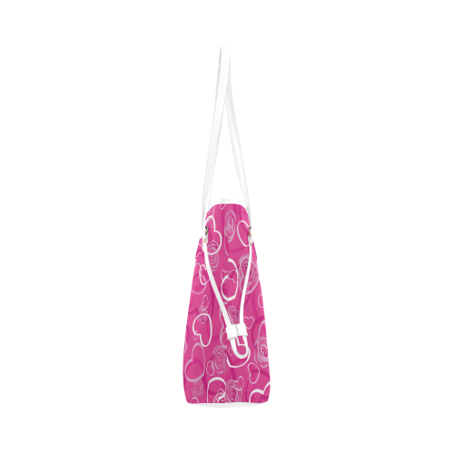 Pink Hearts Clover Canvas Tote Bag (Model 1661)