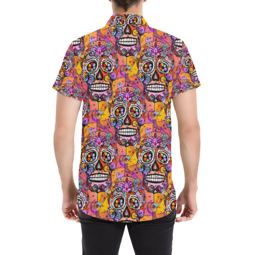 Popart Skull by Nico Bielow Men's All Over Print Short Sleeve Shirt (Model T53)