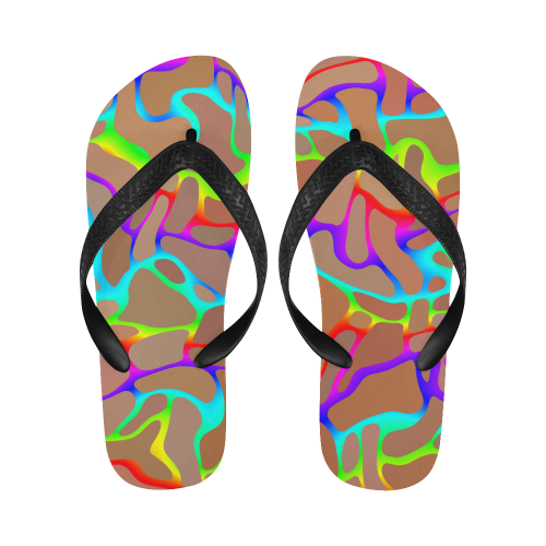 Colorful wavy shapes Flip Flops for Men/Women (Model 040)