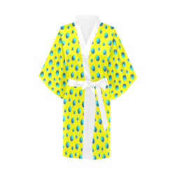 Terrific Turquoise Polka Dots on Yellow Kimono Robe