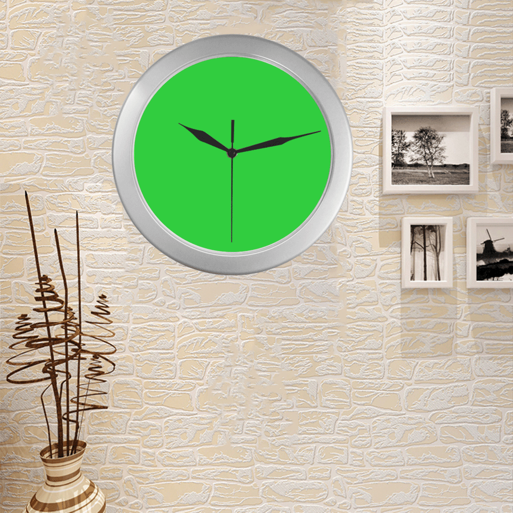 brightneongreen Silver Color Wall Clock