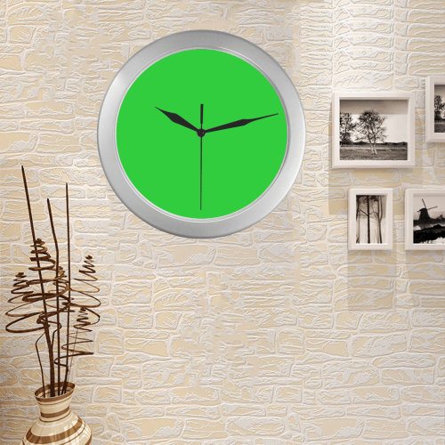 brightneongreen Silver Color Wall Clock