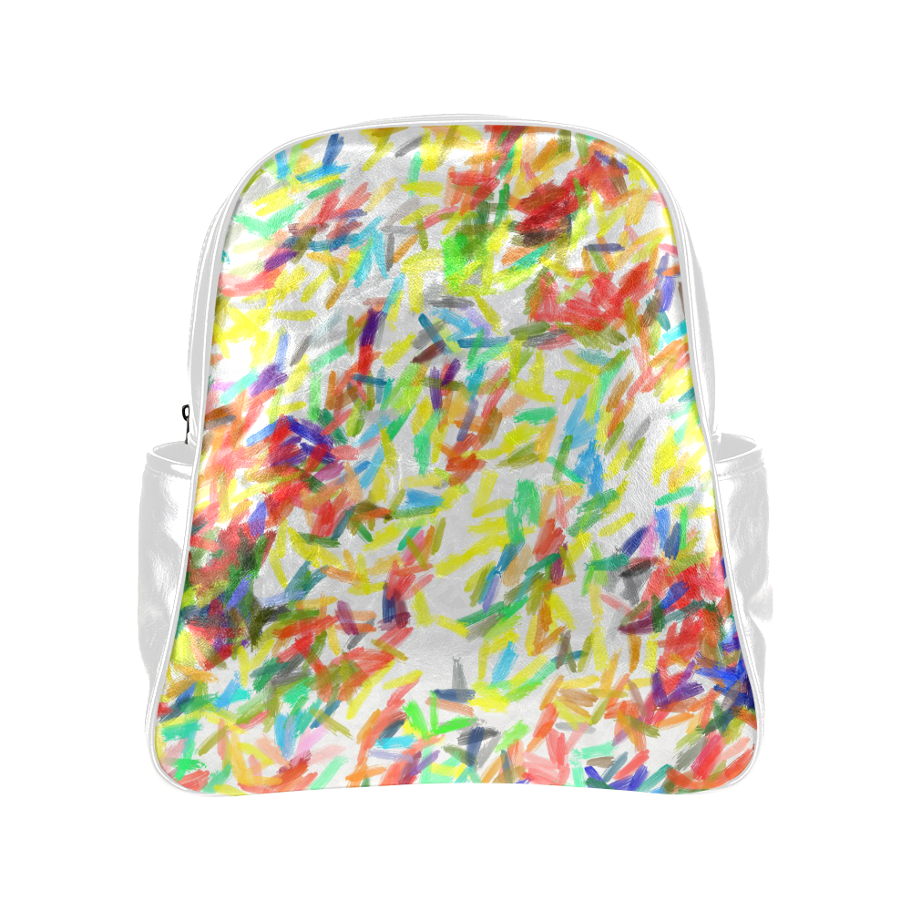 Colorful brush strokes Multi-Pockets Backpack (Model 1636)