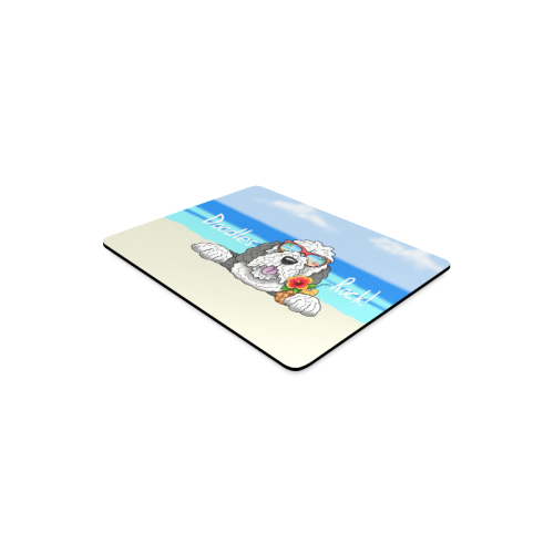 Doodle Beach - grey & white Rectangle Mousepad