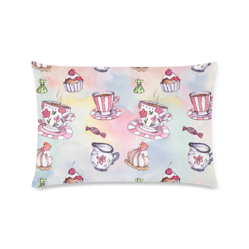 Coffee and sweeets Custom Zippered Pillow Case 16"x24"(Twin Sides)
