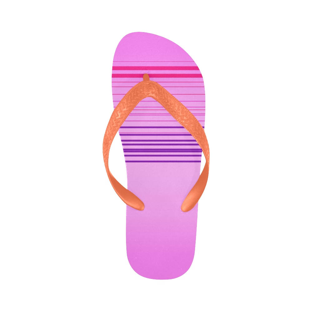 Pink orange with lines Flip Flops for Men/Women (Model 040)