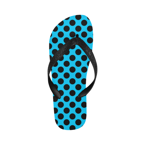 Reverse Colors Blue Polka Dot Patterm Flip Flops for Men/Women (Model 040)