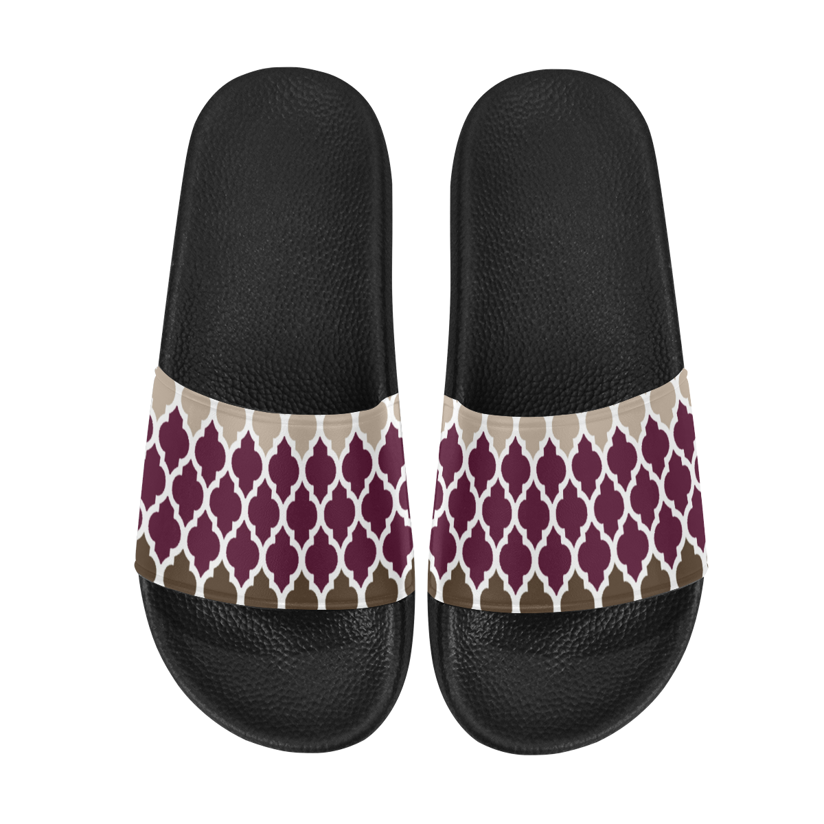 stripe lace pattern Women's Slide Sandals (Model 057)
