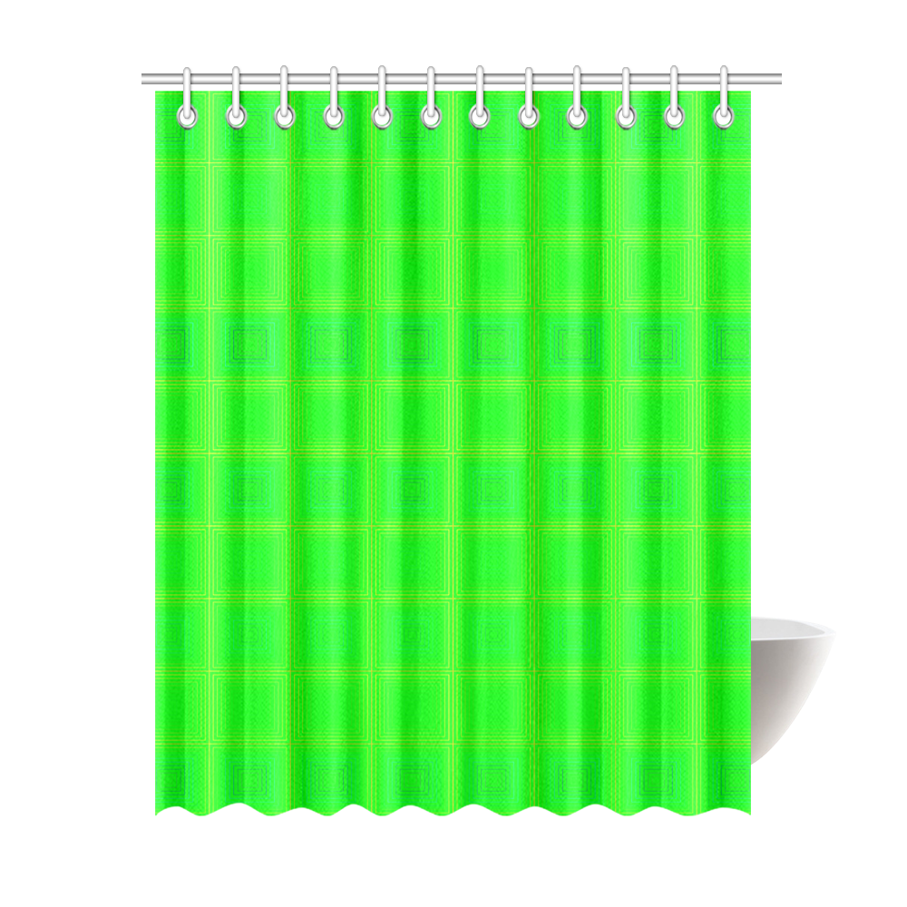 Green multicolored multiple squares Shower Curtain 69"x84"