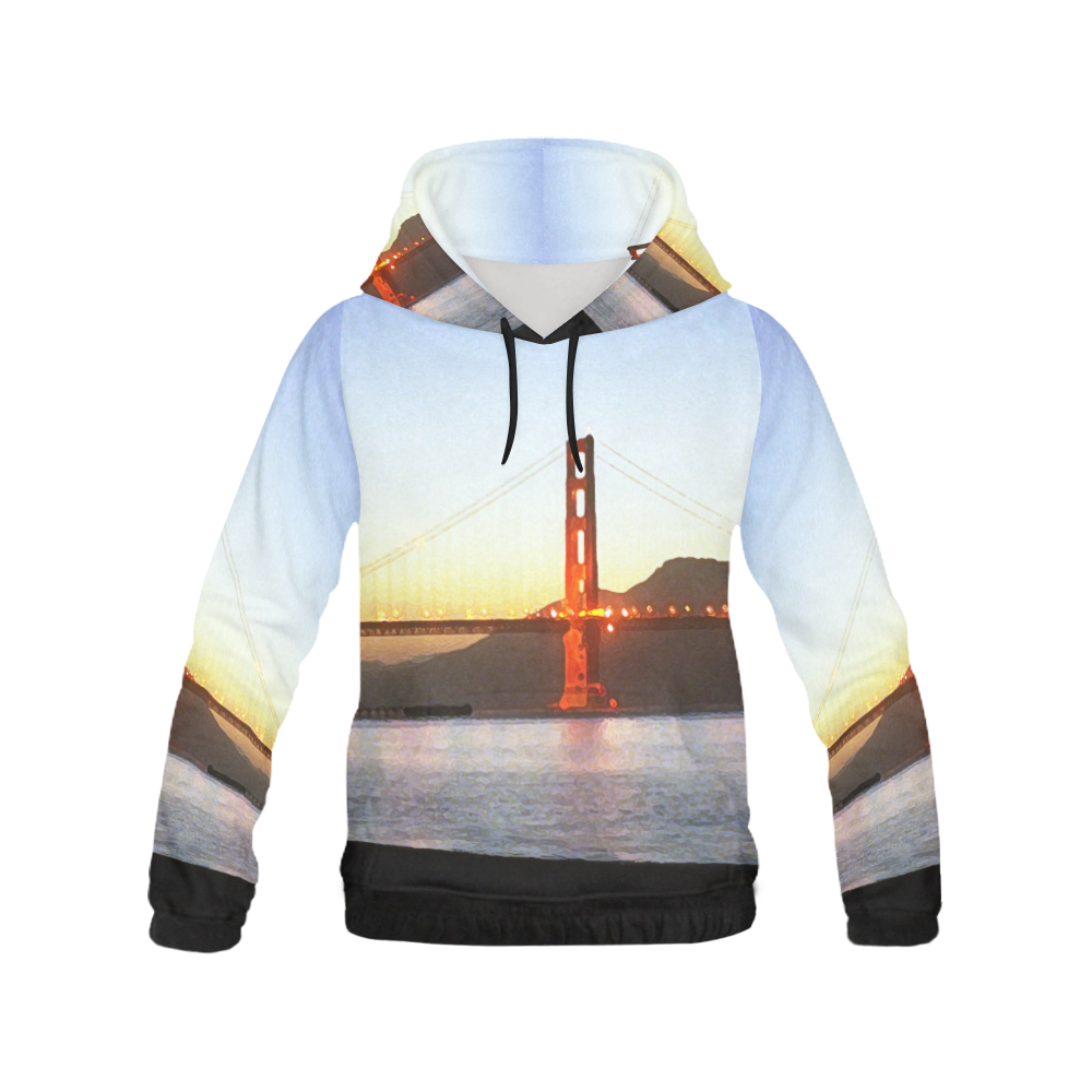 Painted Bridge All Over Print Hoodie for Men/Large Size (USA Size) (Model H13)